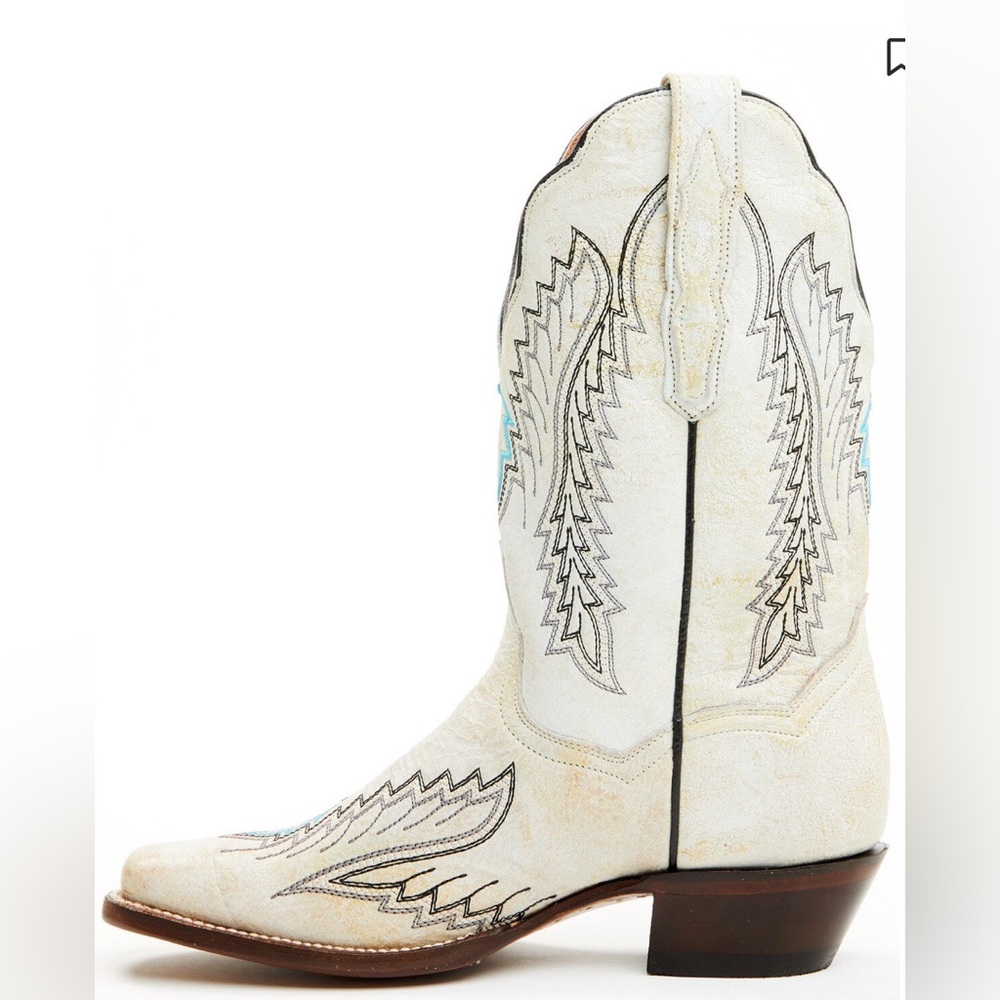 Like New Dan Post Cream and Turquoise Heeled Boots Size 8 - Picture 15 of 17